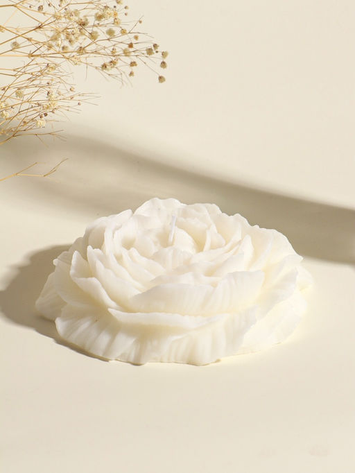 Свеча интерьерная "Бутон пиона" белая 16х14х4 см