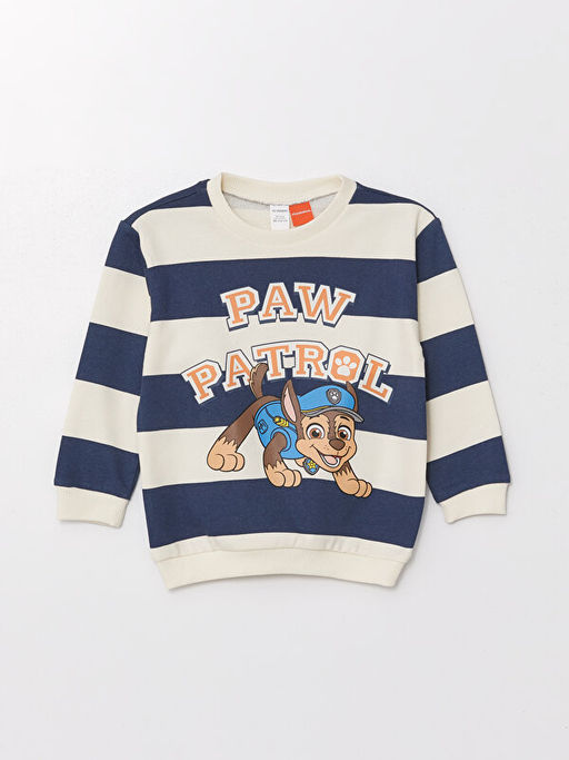 Bisiklet Yaka Uzun Kollu Paw Patrol Bask?l? Erkek Bebek Sweatshirt