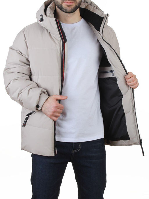 6393 GRAY/BEIGE Куртка мужская зимняя (200 гр. холлофайбер)