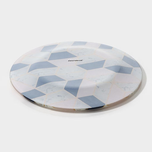 Тарелка стеклянная десертная Доляна Розовый мрамор, d=20 см  фото 12