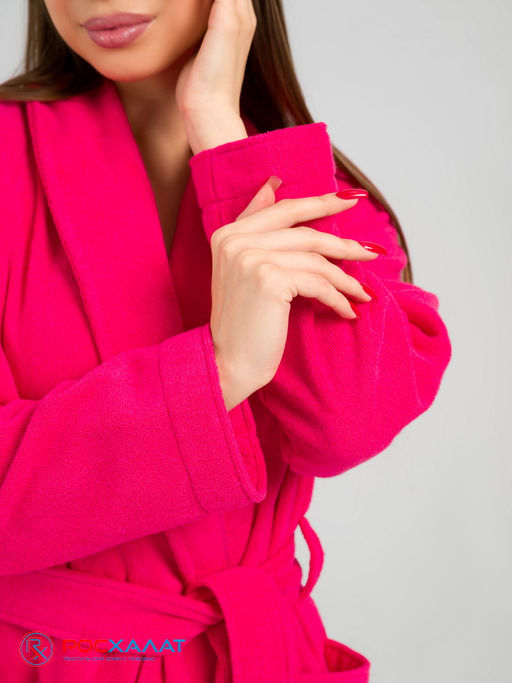 Женский махровый халат с шалькой малиновый МЗ-02 (26) - Росхалат фото 8