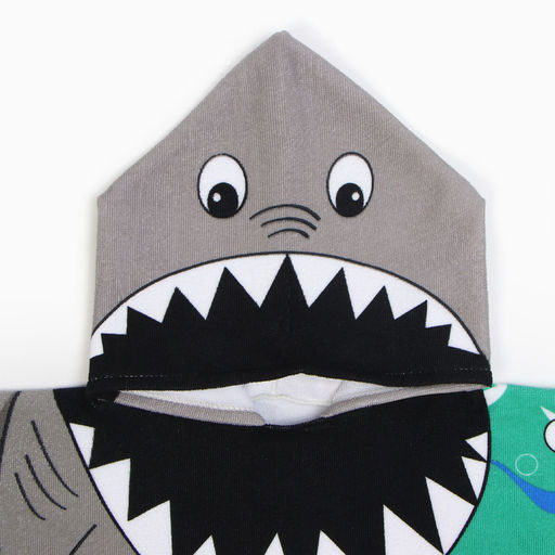 Полотенце-пончо детское махровое Крошка Я Акулы 60*120см, 100% пэ, микрофибра  фото 3