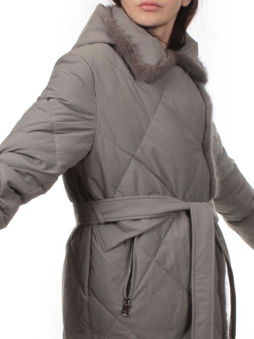 309 GRAY Пальто зимнее стеганое женское (200 гр. холлофайбер, натуральная норка) - Fashion фото 3