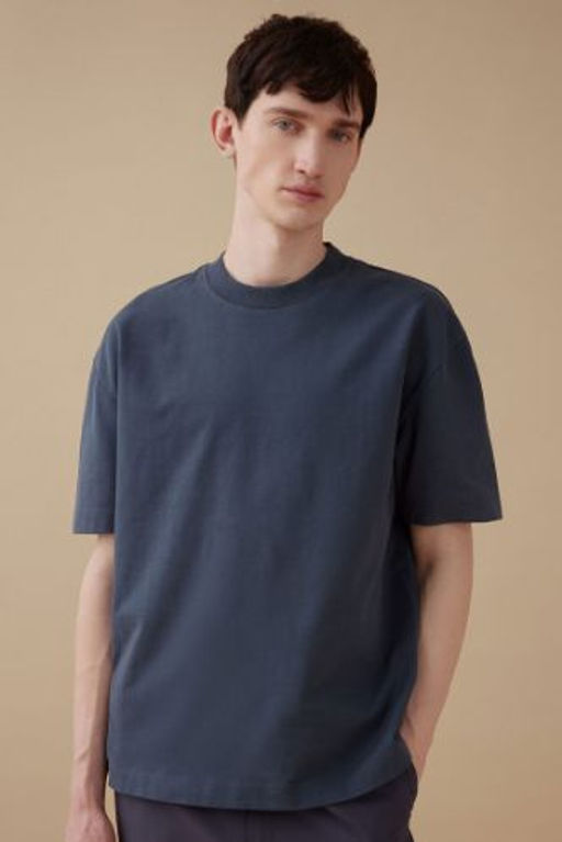 Oversize Genis Kal?p Bisiklet Yaka Basic Duz K?sa Kollu Tisort