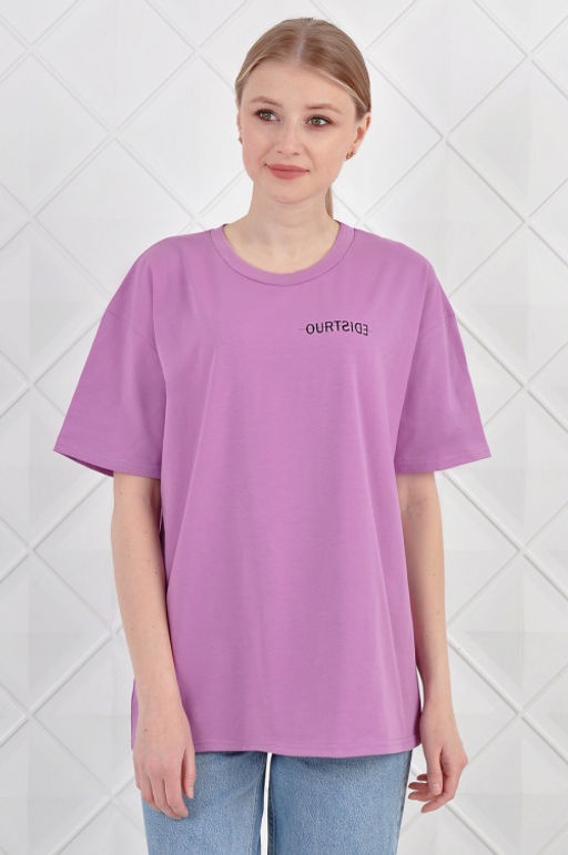 Арт. 3736 Футболка женская 42-52 (6 шт) Цвет:помада - Калинка фото 4