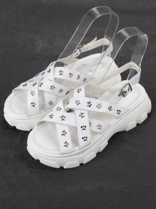 08-PEAG47-1 WHITE Босоножки женские (натуральная кожа)