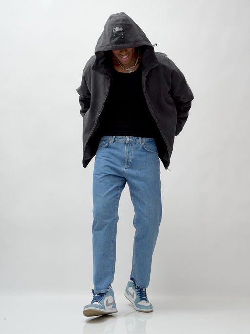 Куртка из вельвета мужская демисезонная темно-серого цвета 25336TC