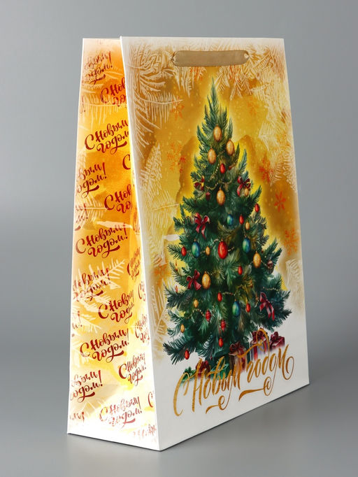 Пакет подарочный новогодний ламинированный С Новым годом, L 31?40?11.5 см