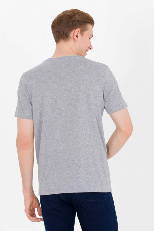 U. S. Polo Assn Мужская серая меланжевая базовая футболка с круглым вырезом - U.s. polo assn фото 11