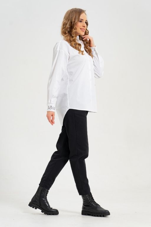 рубашка из тонкого хлопка в стиле OVERSIZE    с кокеткой на спине - А+б коллекция фото 11