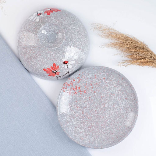 Блинница Псковский гончар «Ромашка двойная», 15×24 см, керамика, серая