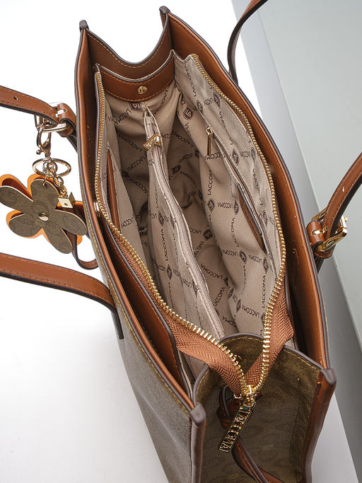 LACCOMA сумка AC326-лагуна темно-бежевый эко кожа хлопок фото 6