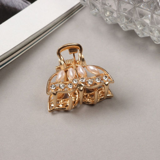 Цена за 6 шт. Крабик для волос «Лола», бабочка, 2.5 см, золото