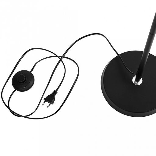 Светильник напольный (торшер) "Кассия" д21см h157см, абажур металлический д11,8см, h10,5см, цвет - черный матовый, основание металлическое разборное д21см h150см, цвет - черный матовый, в коробке (Китай)