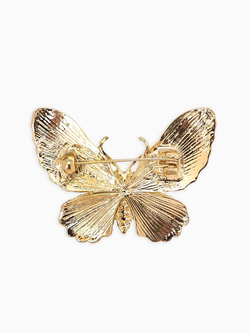 Брошь "Бабочка" матовая, в жилки, цвет чёрный в золоте