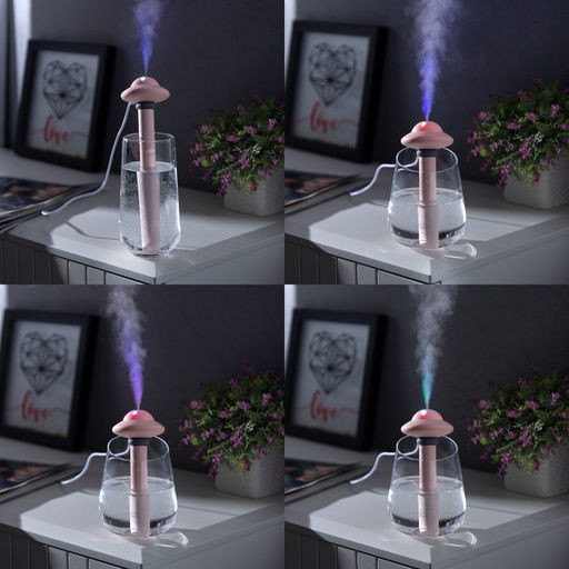 Увлажнитель воздуха «НЛО» HM-21, ультразвуковой, погружной, с подсветкой, USB, розовый