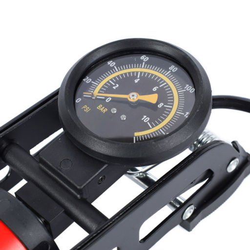 Насос ножной с манометром COMIRON FUJIN 1, стальная рама, алюминиевый цилиндр Presta-Schrader-Dunlop, 8,3 бар. Один поршень. /уп 15 - Галеонтрейд фото 4