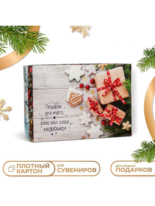 Коробка подарочная новогодняя складная, крышка - дно «Подарок для того, кто вел себя хорошо», 24×17×8 см