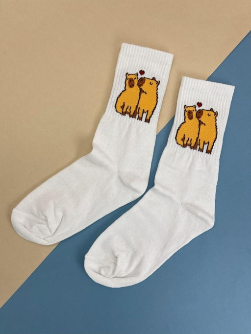 Носки Capybara in love, белый, мужские/женские р. 35-40