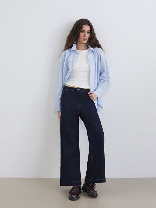 Wideleg Kad?n Jean Pantolon