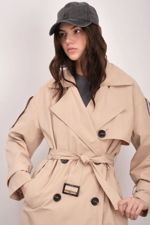 Двубортный темно-бежевый плащ-макси - Incity фото 11