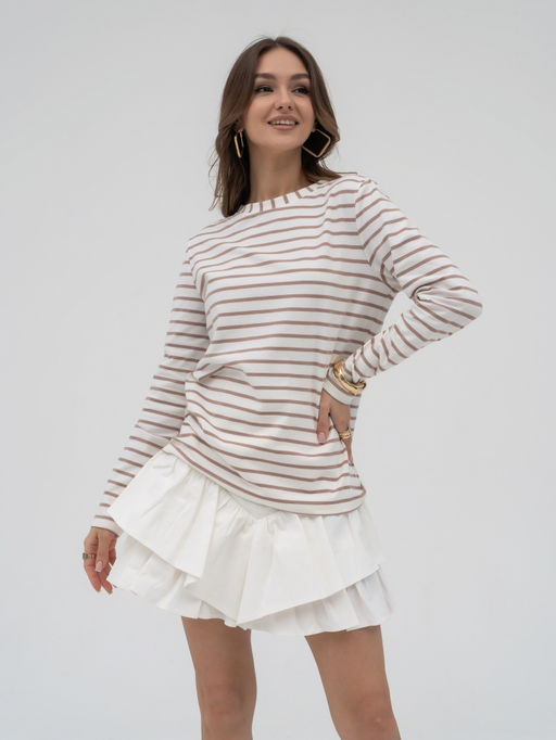 Лонгслив хлопок 95%, лайкра 5%,молочный - Binita фото 4