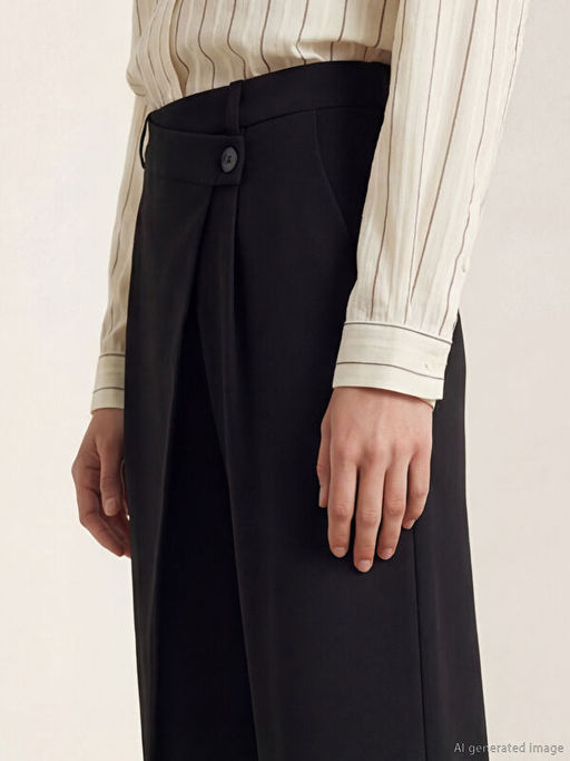 Standart Fit Kad?n Pileli Kuma? Pantolon