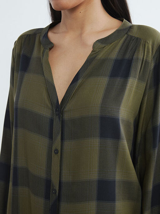 Ka??k Yaka Ekose Oversize Bluz