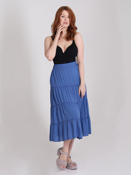 Юбка в стиле бохо из штапеля ярусная - Almond фото 9