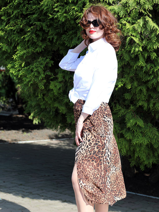 Юбка леопардовая с разрезом - Almond фото 8