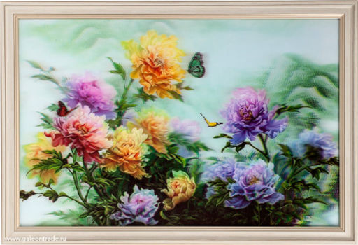 Цена за 1 шт. Картина 5D 40х60 096 Пионы и бабочки / ZR8843B-339350 / - Галеонтрейд фото 2