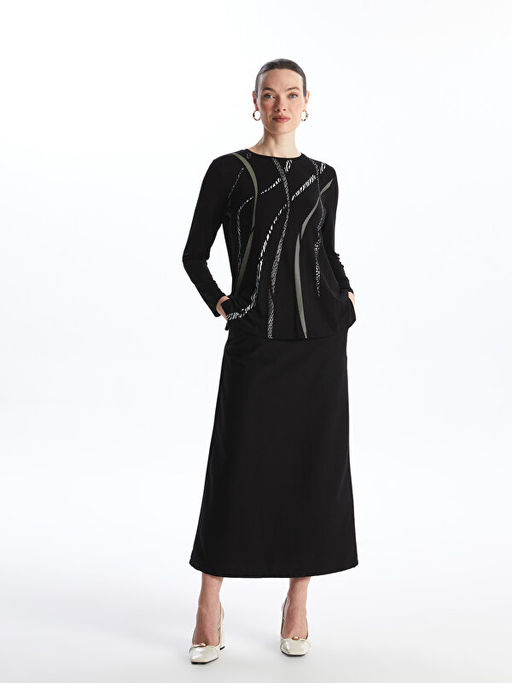 Kad?n Beli Lastikli D?z Jean Etek