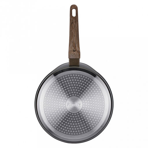 Сковорода блинная с антипригарным покрытием "Terra" д24см, h4,3см, s2,6мм, дно s3,1мм, кованный алюминий, бакелитовая ручка с покрытием "soft-touch", имитирующим текстуру дерева, "Regent" (Китай) Подходит для всех видов плит, включая индукционную.