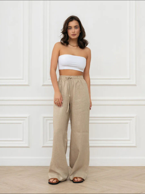 Брюки женские Лён Бежевый - Modamica фото 38