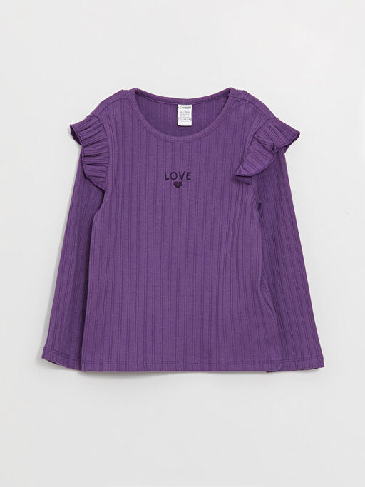 Bisiklet Yaka Uzun Kollu Bask?l? K?z Bebek Sweatshirt ve Tayt 2li Tak?m