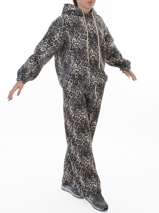 870-8 MILK/LEOPARD Костюм спортивный зимний женский (95% хлопок, 5% полиэстер)