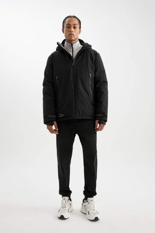 DeFactoFit Termometreli Mont Parka Su Itici Ruzgar Gecirmez Slim Fit Dar Kesim Kapusonlu Fermuarl?  фото 5