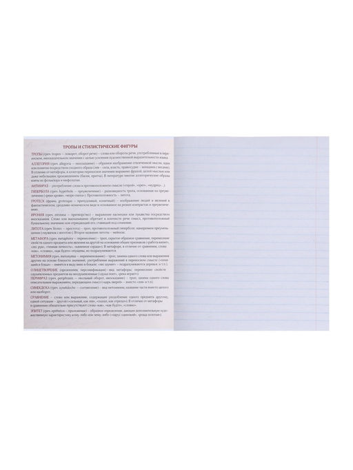 Цена за 15 шт. Предметная тетрадь по литературе Calligrata. MonoTone, 36 листов, в линейку, со справочным материалом, обложка из мелованной бумаги