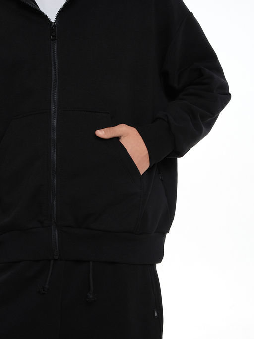 Толстовка зипка оверсайз с капюшоном на молнии 22-5610 черный - Mini maxi фото 8