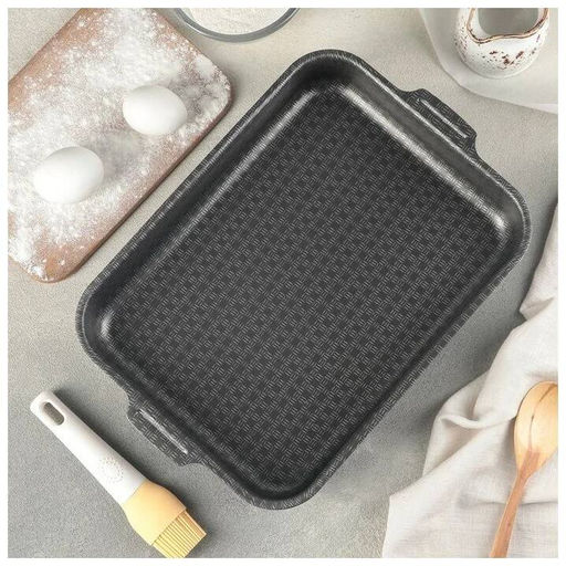 61633017 Противень 230*300мм 2 цельн.руч. б/кр. а/п "Лён"