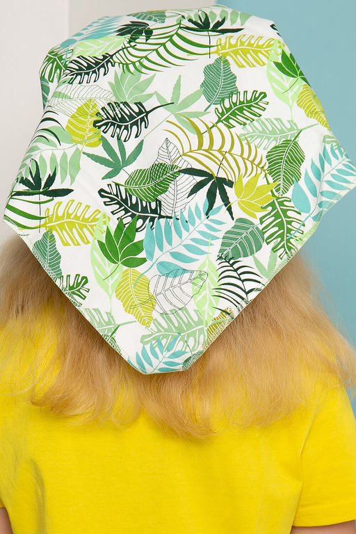 Косынка из натурального хлопка с козырьком (зеленая монстера) - Lt collection фото 5