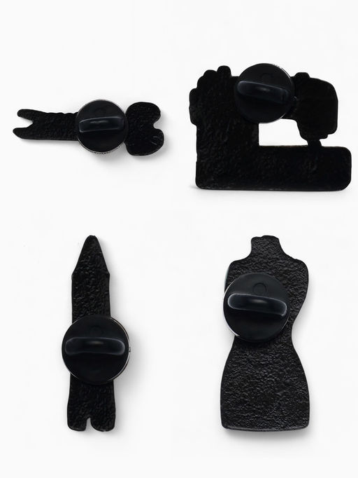 Набор значков (4 шт.) Швея, цветной в чёрном металле