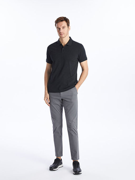 Polo Yaka K?sa Kollu Pike Erkek Dokulu Ti??rt