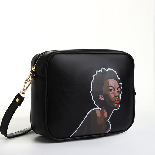 Сумка женская на молнии TEXTURA 22×8×17 см, чёрная