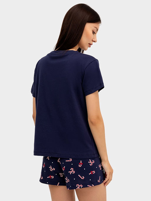 Комплект женский (джемпер, шорты) синий с принтом конфеты - Mark formelle фото 3