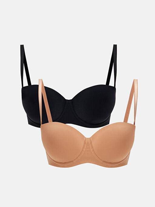 Balenli Dolgusuz D?z Straplez S?tyen 2li Paket