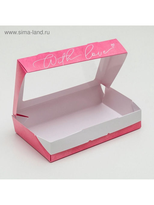 Цена за 10 шт. Кондитерская упаковка, коробка с ламинацией «С любовью», 20×12×4 см