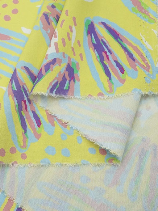 Штапель Яркая фантазия цв.лимонный, ш.1.45м, вискоза-100%, 105гр/м.кв - Купава фото 18