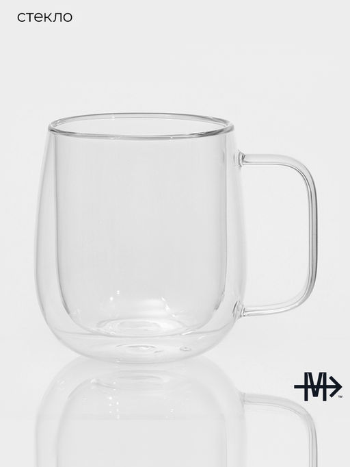 Кружка с двойными стенками Magistro «Адель», 450 мл, стекло, прозрачная