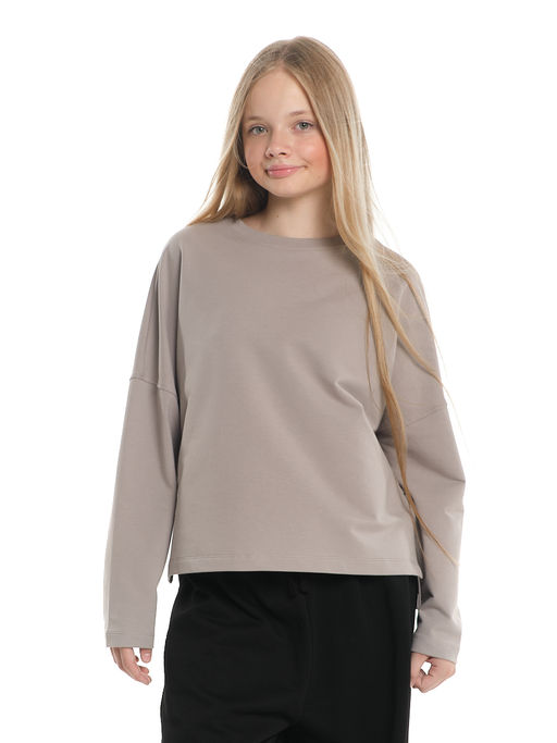 Свитшот для девочки однотонный 22-7685 серый - Mini maxi фото 9